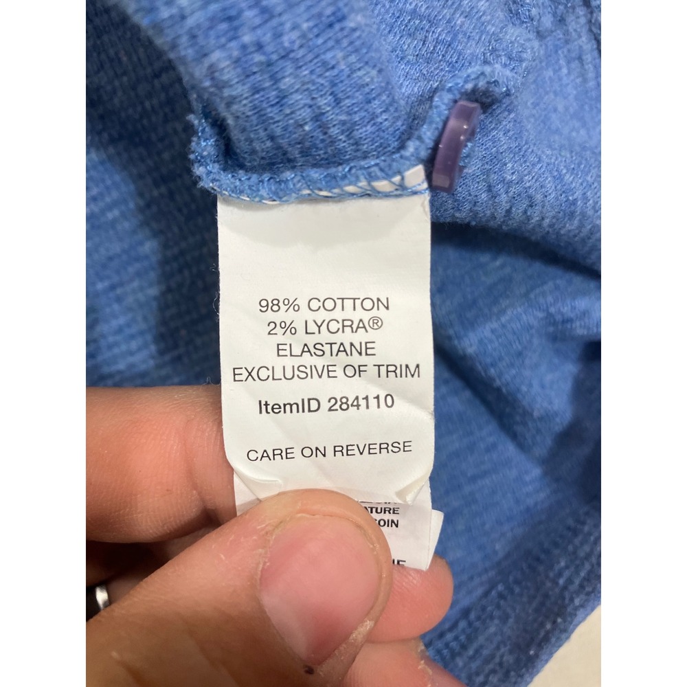 LL Bean Womens XL Pet Blue Waffle Knit Henley Long Sleeve Thermal Top 284110 - Picture 6 of 8
